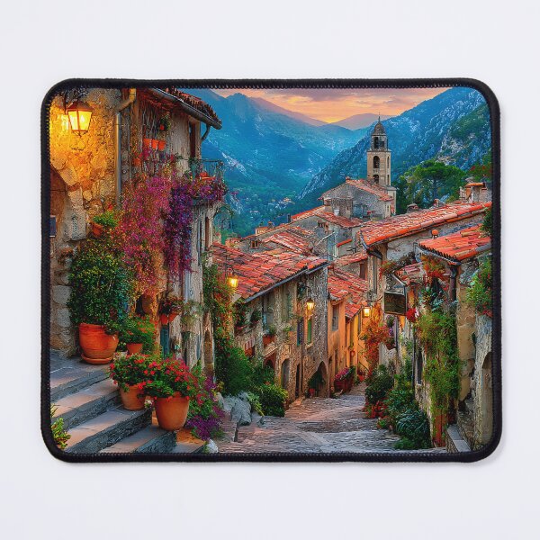 Item preview, Charming Village Street Surrounded by Nature's Beauty designed and sold by Artessie.
