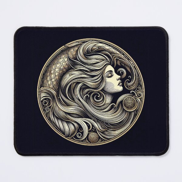 Item preview, Sacred Undine – Celestial Water Goddess, Mystical Gold Line Art designed and sold by Roberta Calabrese.