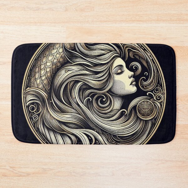 Item preview, Sacred Undine – Celestial Water Goddess, Mystical Gold Line Art designed and sold by Roberta Calabrese.