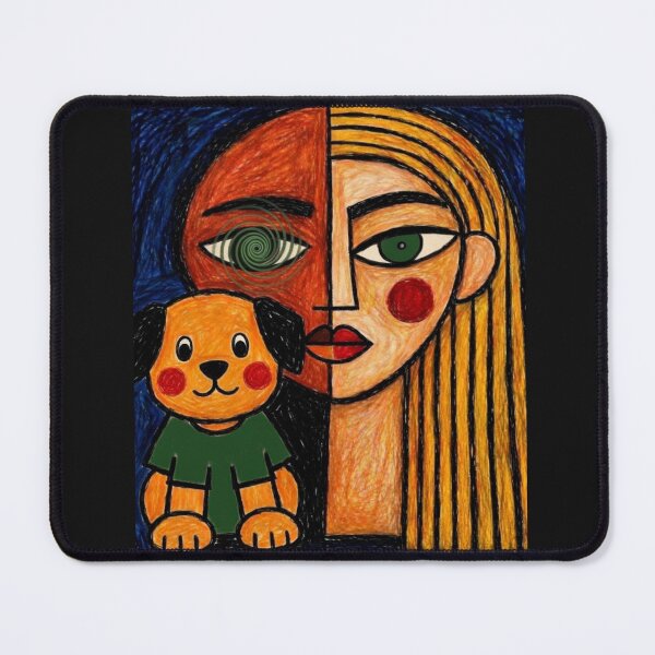 Item preview, Naive Cubist Woman with Dog designed and sold by ZunZunArt.