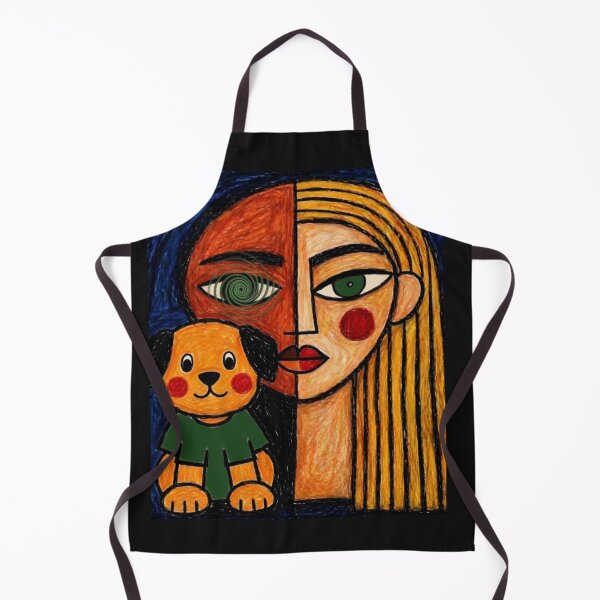 Item preview, Naive Cubist Woman with Dog designed and sold by ZunZunArt.