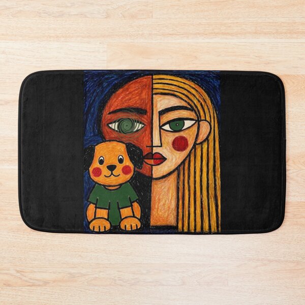 Item preview, Naive Cubist Woman with Dog designed and sold by ZunZunArt.