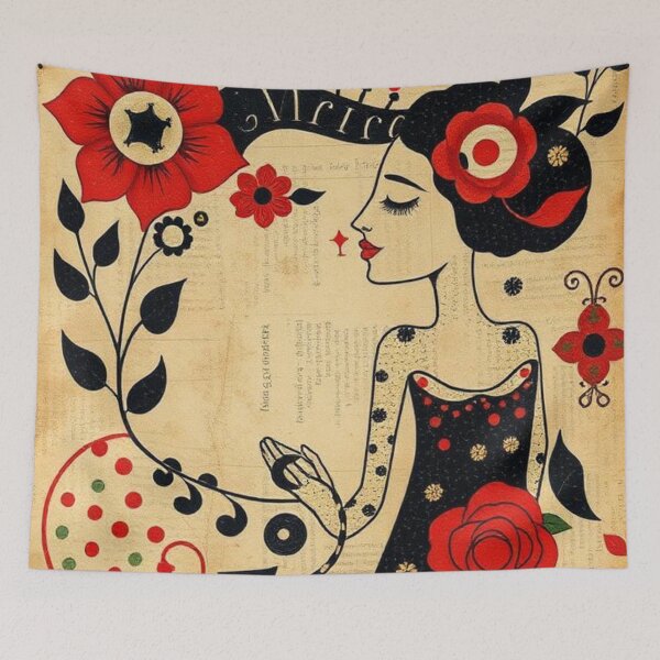 Item preview, Red and Black Feminine Illustration in Scrapbook Style designed and sold by RAISC.