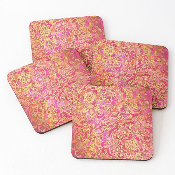 Item preview, Hot Pink and Gold Baroque Floral Pattern designed and sold by micklyn.