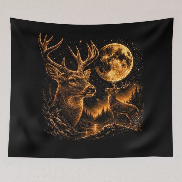 Item preview, Deer Howling To The Moon Vintage 90s Graphic designed and sold by will freed18.