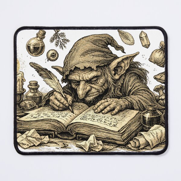 Item preview, Mystic Goblin Scholar: Vintage Woodcut Grimoire Fantasy Art designed and sold by CosyCush.