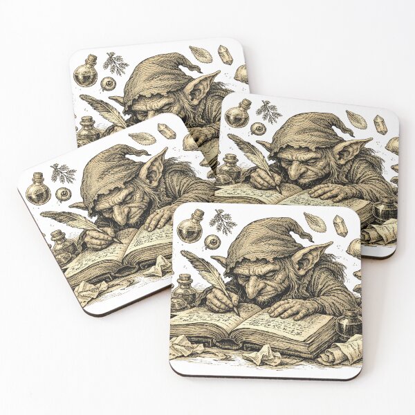 Item preview, Mystic Goblin Scholar: Vintage Woodcut Grimoire Fantasy Art designed and sold by CosyCush.