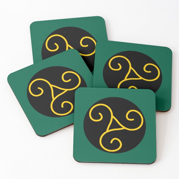 Item preview, Gold Triskelion emblem on a black background designed and sold by Provinces de France.