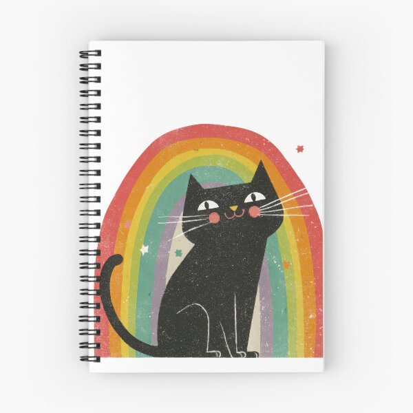 Item preview, Lindo gato negro arcoíris arte retro designed and sold by VikArt7.