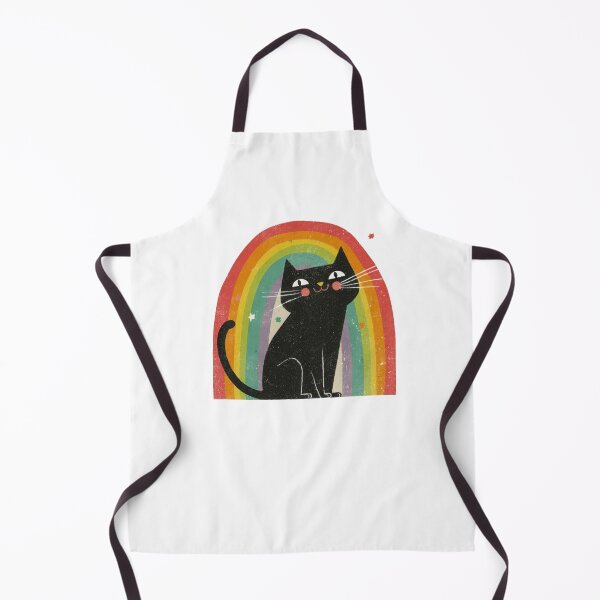Item preview, Cute Black Cat Rainbow Retro Art designed and sold by VikArt7.