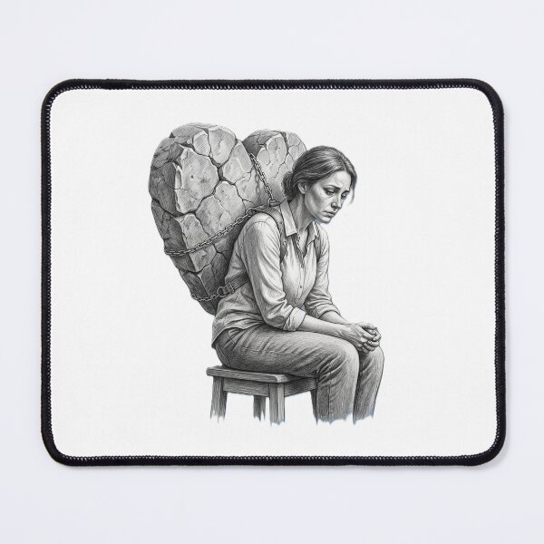 Item preview, The Weight She Never Showed – Emotional Pencil Sketch Art designed and sold by Prism-Bubble.