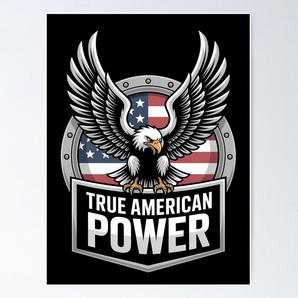 Item preview, True American Power – Chrome Eagle Industrial Steel Badge designed and sold by OldGloryForge.