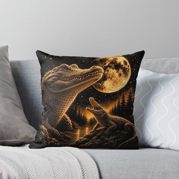 Item preview, Alligator Howling To The Moon Vintage 90s Graphic Crocodile designed and sold by will freed18.