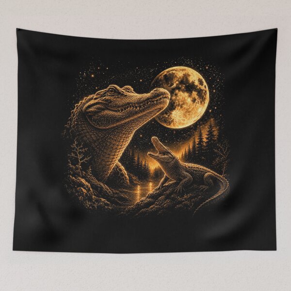 Item preview, Alligator Howling To The Moon Vintage 90s Graphic Crocodile designed and sold by will freed18.