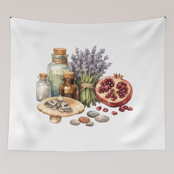 Item preview, Botanist’s Dark Alchemy: Vintage Watercolor Moth & Herbarium Art designed and sold by CosyCush.