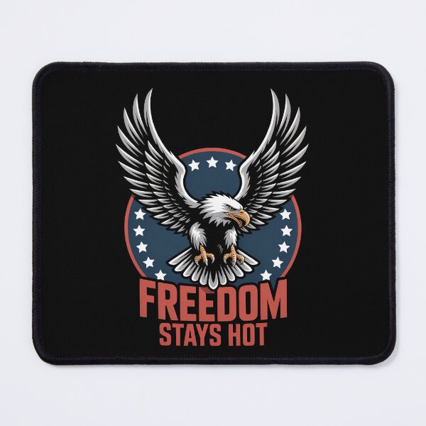 Item preview, Freedom Stays Hot – Chrome Eagle Patriotic Steel Badge designed and sold by OldGloryForge.
