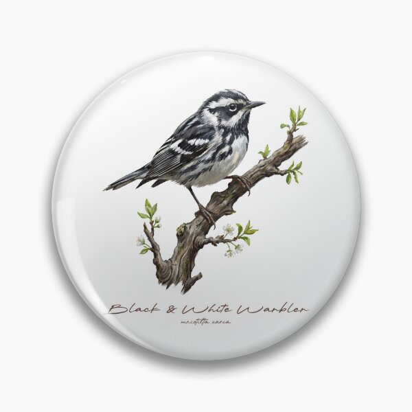 Item preview, Black and White Warbler on Leafy Branch designed and sold by Takeda-art.