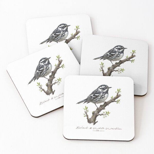 Item preview, Black and White Warbler on Leafy Branch designed and sold by Takeda-art.