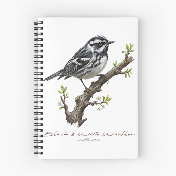 Item preview, Black and White Warbler on Leafy Branch designed and sold by Takeda-art.