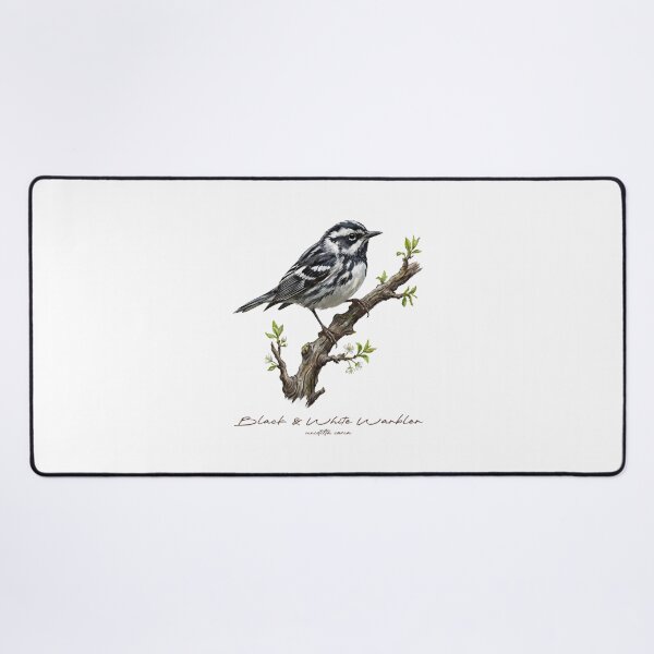 Item preview, Black and White Warbler on Leafy Branch designed and sold by Takeda-art.