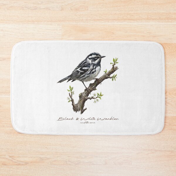 Item preview, Black and White Warbler on Leafy Branch designed and sold by Takeda-art.