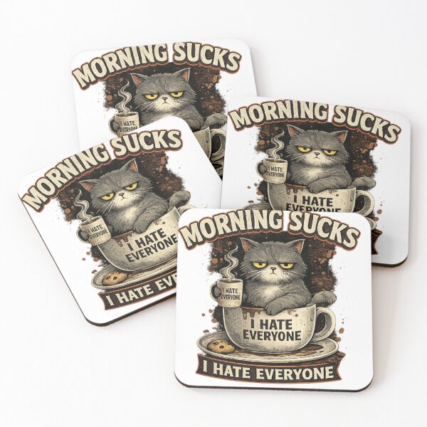 Artikelvorschau, Lustiges T-Shirt mit Grumpy-Cat-Motiv für Kaffeeliebhaber – Vintage-Design mit sarkastischem Spruch: „Morgen ist doof“. entworfen und verkauft von @SHINTOSARTSTORE.