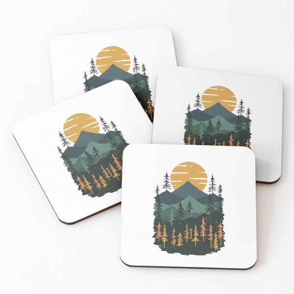 Item preview, Mountain Forest Sunset Layered Pine Tree Art designed and sold by Blurbean.