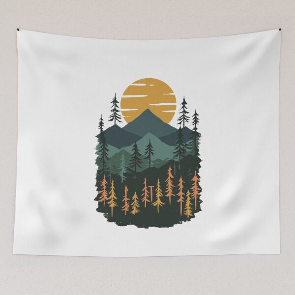 Item preview, Mountain Forest Sunset Layered Pine Tree Art designed and sold by Blurbean.