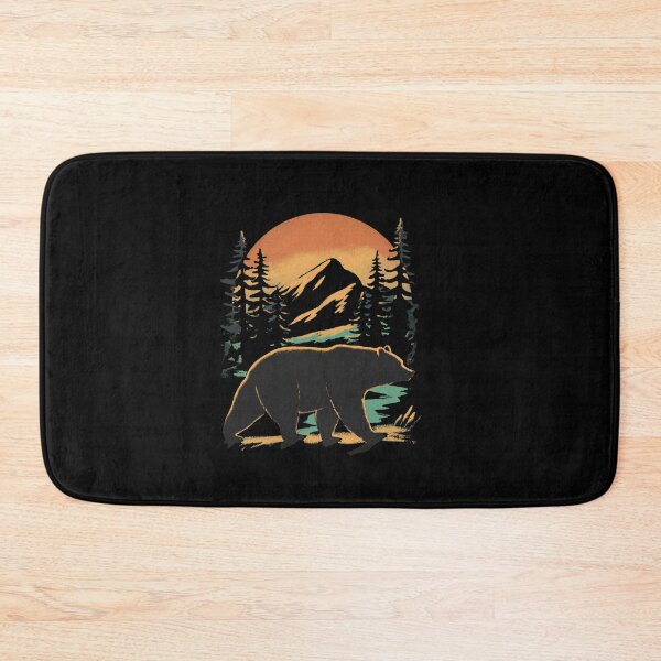 Item preview, Bear Mountain Sunset Pine Forest Retro Illustration designed and sold by Blurbean.