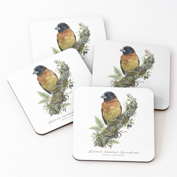 Item preview, Black-headed Grosbeak on Mossy Branch designed and sold by Takeda-art.