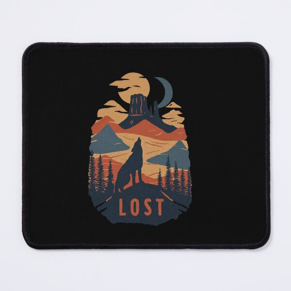 Item preview, Lost Howling Wolf Desert Butte Retro Badge Art designed and sold by Blurbean.