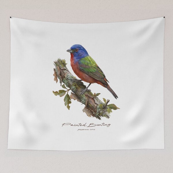 Item preview, Painted Bunting on Rustic Branch designed and sold by Takeda-art.