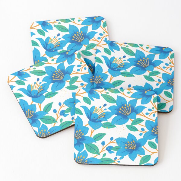 Item preview, Blue Floral Pattern | Vibrant Botanical Seamless Flowers designed and sold by RairyuuBell.