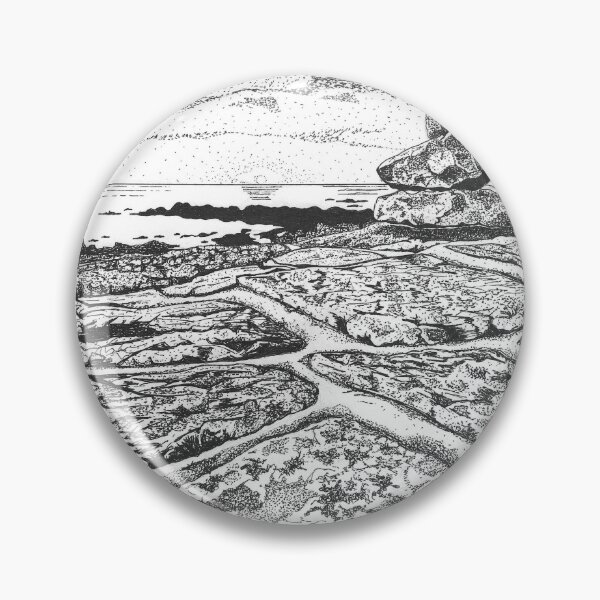 Item preview, L'Etacq Bay, Jersey black and white drawing designed and sold by Tiger's Eye Books.