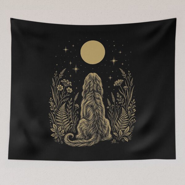 Item preview, Afghan Hound Moon Night Flower Minimalist Boho Dog Lover designed and sold by DoodleTortle.