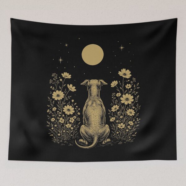 Item preview, American Hairless Terrier Moon Night Flower Minimalist Boho Dog Lover designed and sold by DoodleTortle.