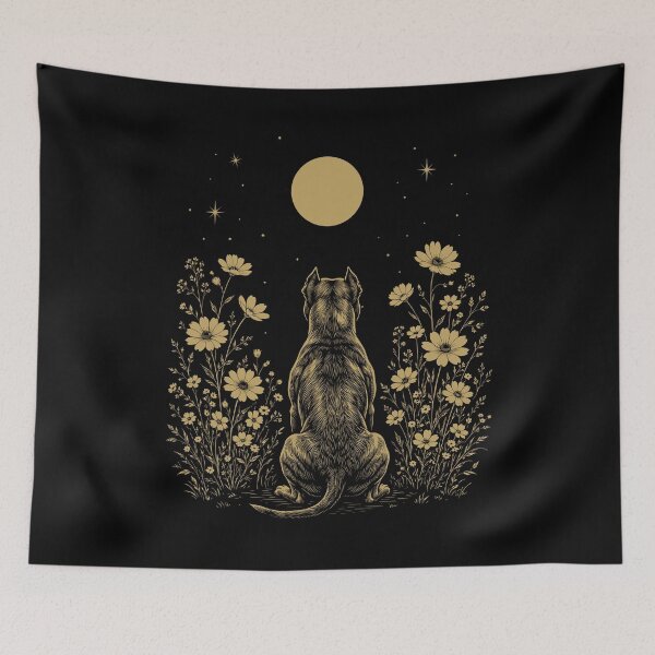 Item preview, American Pit Bull Terrier Moon Night Flower Minimalist Boho Dog Lover designed and sold by DoodleTortle.