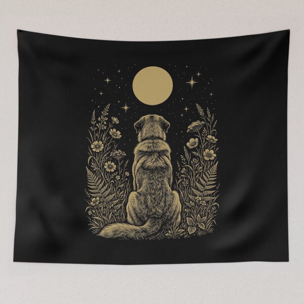 Item preview, Anatolian Shepherd Dog Moon Night Flower Minimalist Boho Dog Lover designed and sold by DoodleTortle.