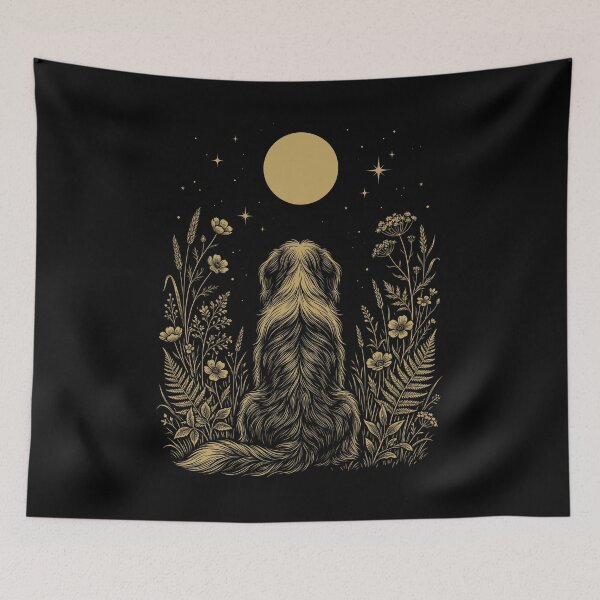 Item preview, Bearded Collie Moon Night Flower Minimalist Boho Dog Lover designed and sold by DoodleTortle.
