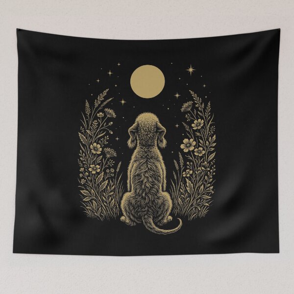 Item preview, Bedlington Terrier Moon Night Flower Minimalist Boho Dog Lover designed and sold by DoodleTortle.