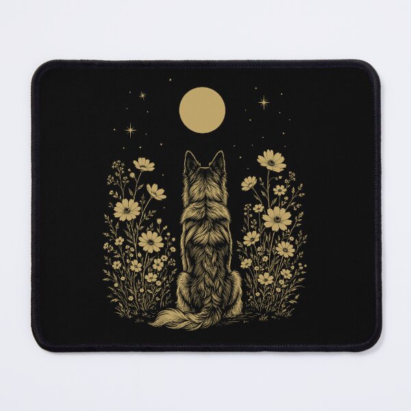 Item preview, Belgian Shepherd Moon Night Flower Minimalist Boho Dog Lover designed and sold by DoodleTortle.