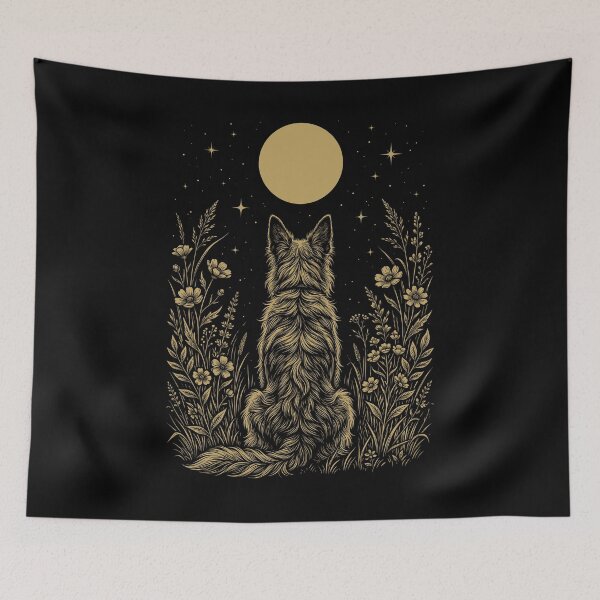 Item preview, Berger Picard Moon Night Flower Minimalist Boho Dog Lover designed and sold by DoodleTortle.