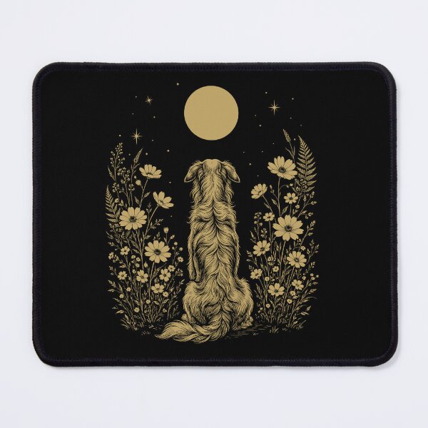 Item preview, Borzoi Moon Night Flower Minimalist Boho Dog Lover designed and sold by DoodleTortle.