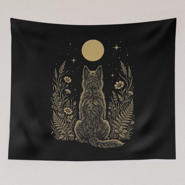 Item preview, Bouvier des Flandres Moon Night Flower Minimalist Boho Dog Lover designed and sold by DoodleTortle.