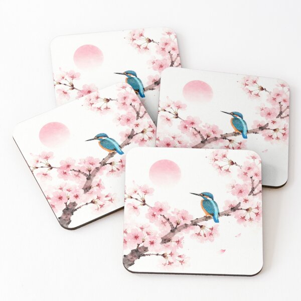 Item preview, Serene Sakura Kingfisher - Japanese Cherry Blossom Zen Art designed and sold by OnikaD art.