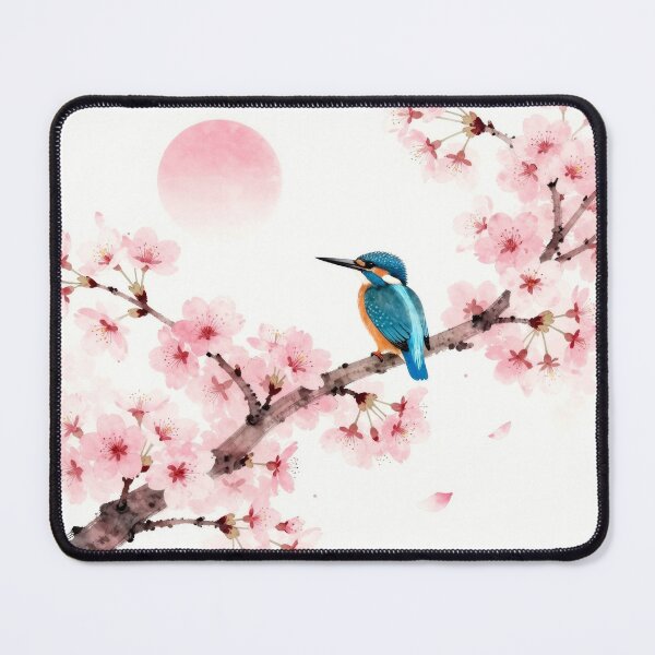Item preview, Serene Sakura Kingfisher - Japanese Cherry Blossom Zen Art designed and sold by OnikaD art.