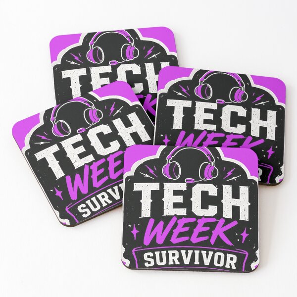 Item preview, Tech week survivor - pins stickers and tees designed and sold by Top-show-shirts.