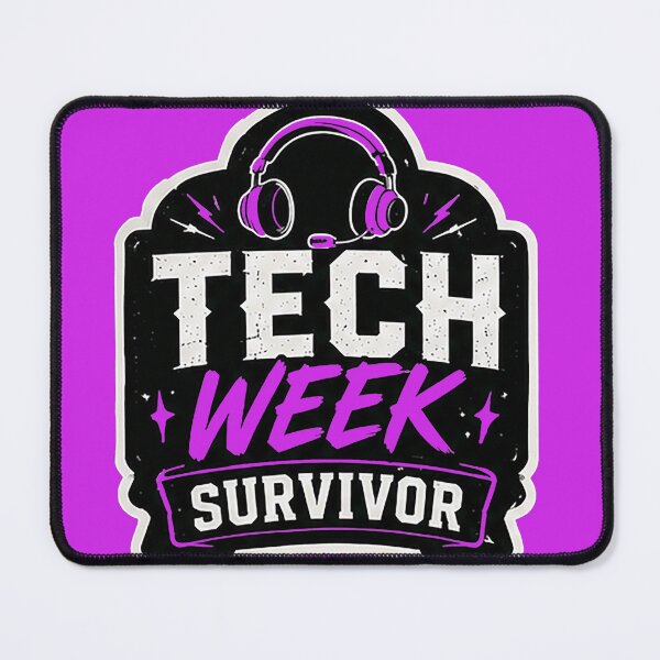Item preview, Tech week survivor - pins stickers and tees designed and sold by Top-show-shirts.