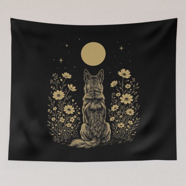 Item preview, Canaan Dog Moon Night Flower Minimalist Boho Dog Lover designed and sold by DoodleTortle.