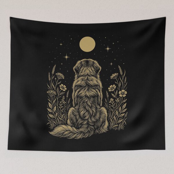 Item preview, Caucasian Shepherd Dog Moon Night Flower Minimalist Boho Dog Lover designed and sold by DoodleTortle.